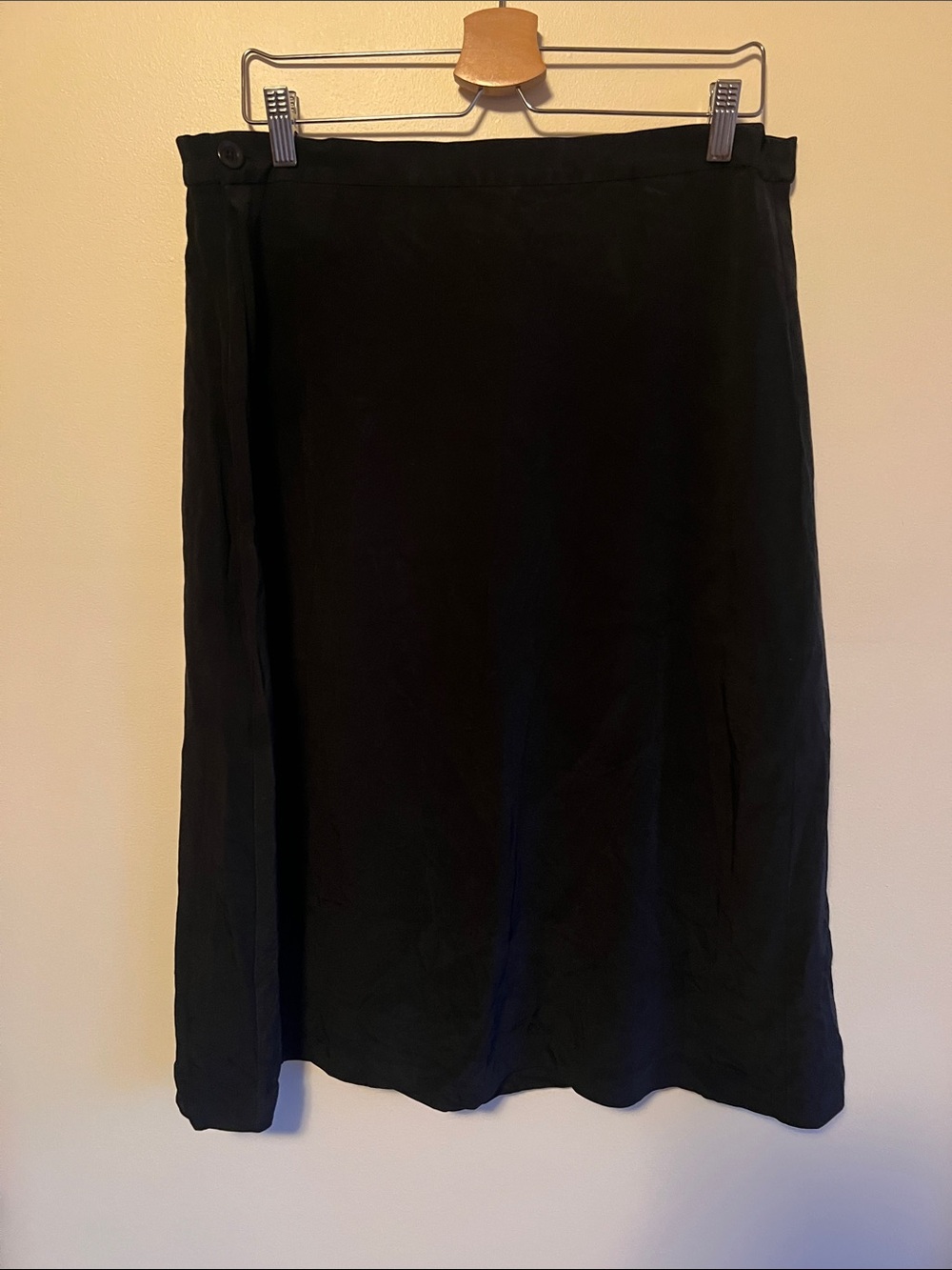 Jones New York Silk Black Midi Wrap Skirt